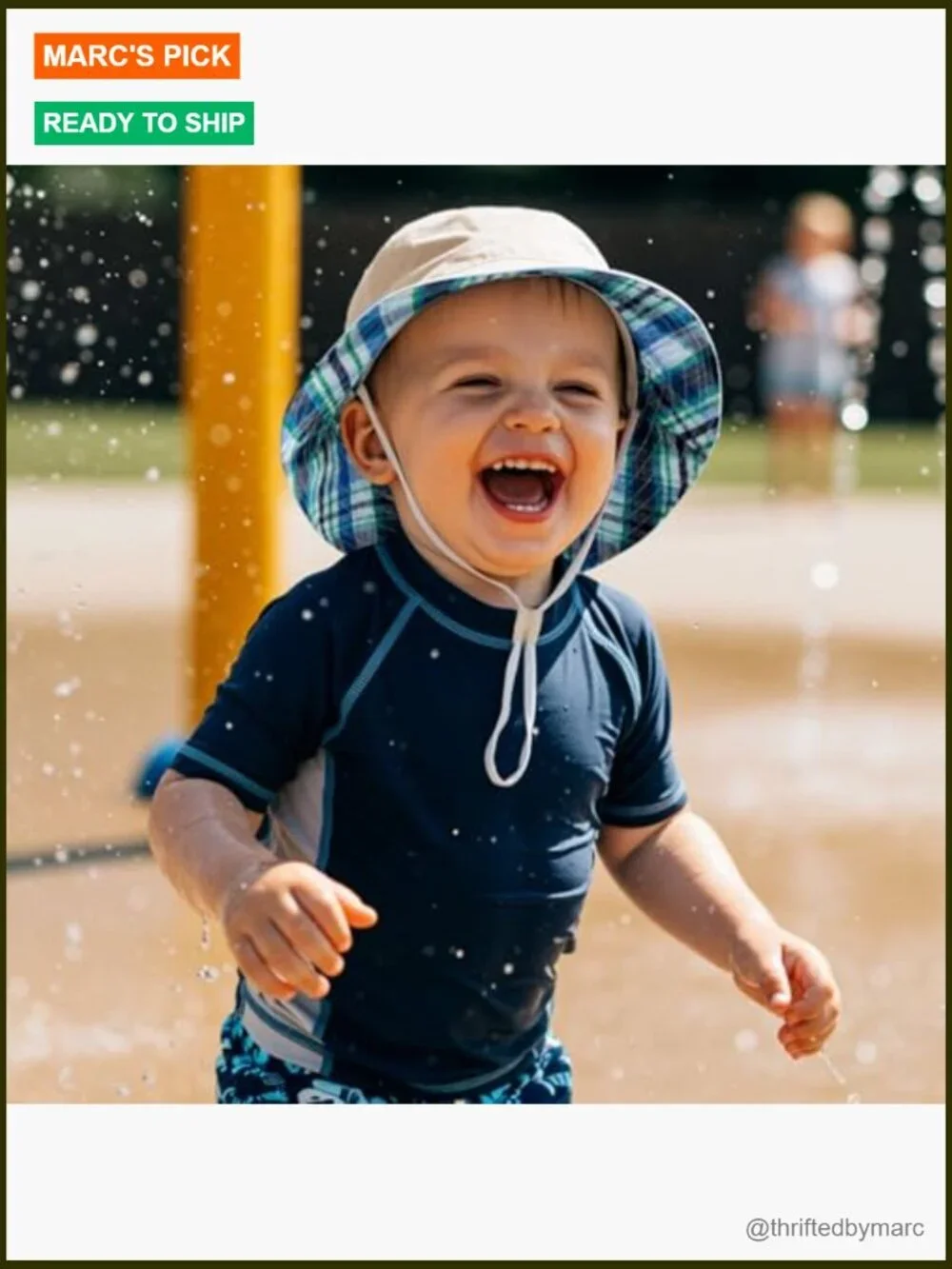UPF 50+ Baby Sun Hat Wide Brim Bucket Hat Adjustable Chin Strap Cotton Toddler
